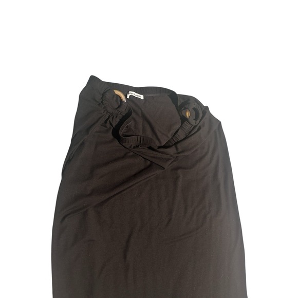 Reformation Skirt Black Midi Knit Skirt‎ With Tortoise Shell Rings On Sides XL - Picture 3 of 8